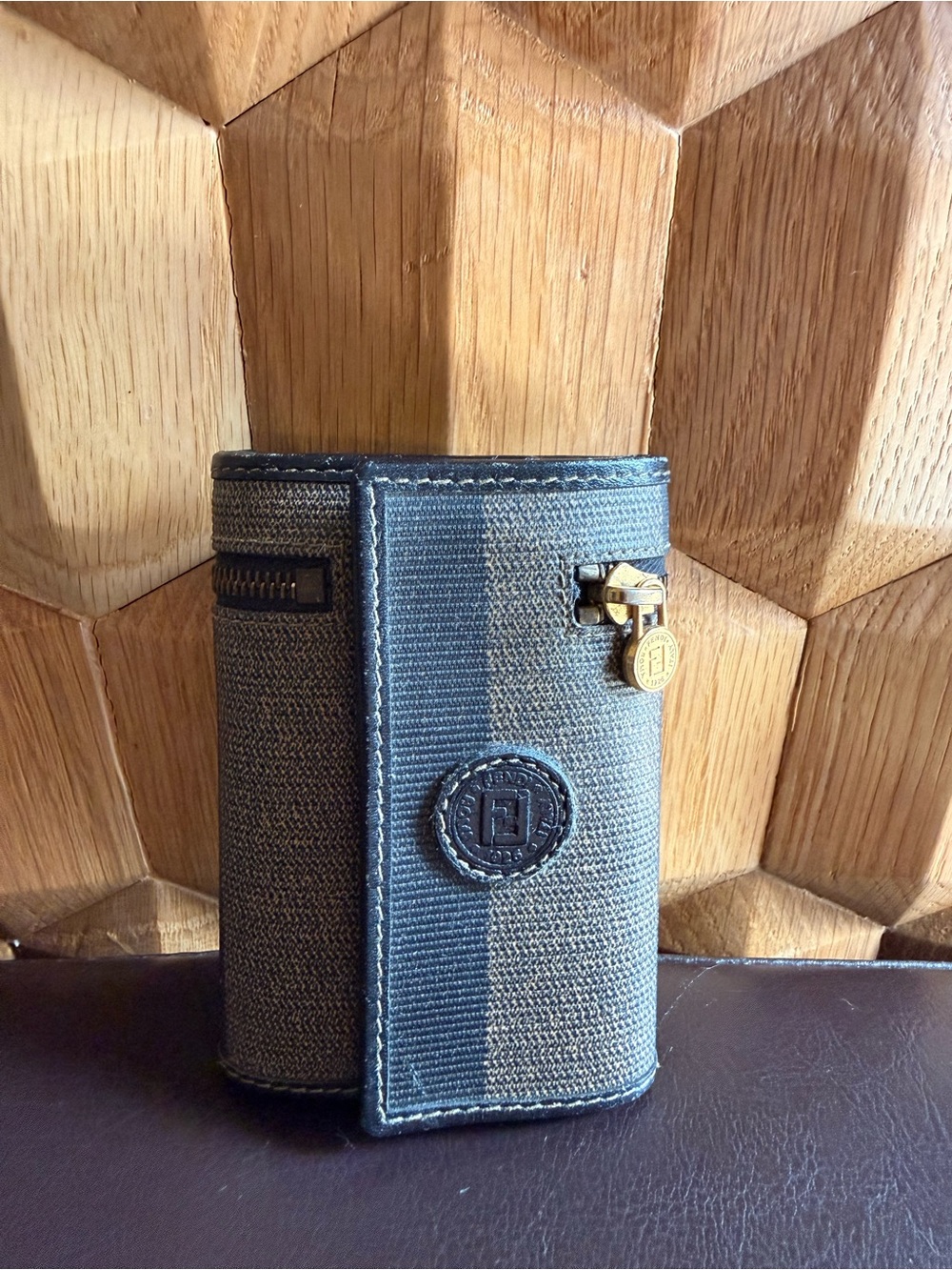 Fendi Pequin Striped Canvas Keyholder